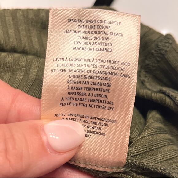 Anthropologie Olive Green Kingsolver Ribbed Midi Dress Small - Picture 10 of 11